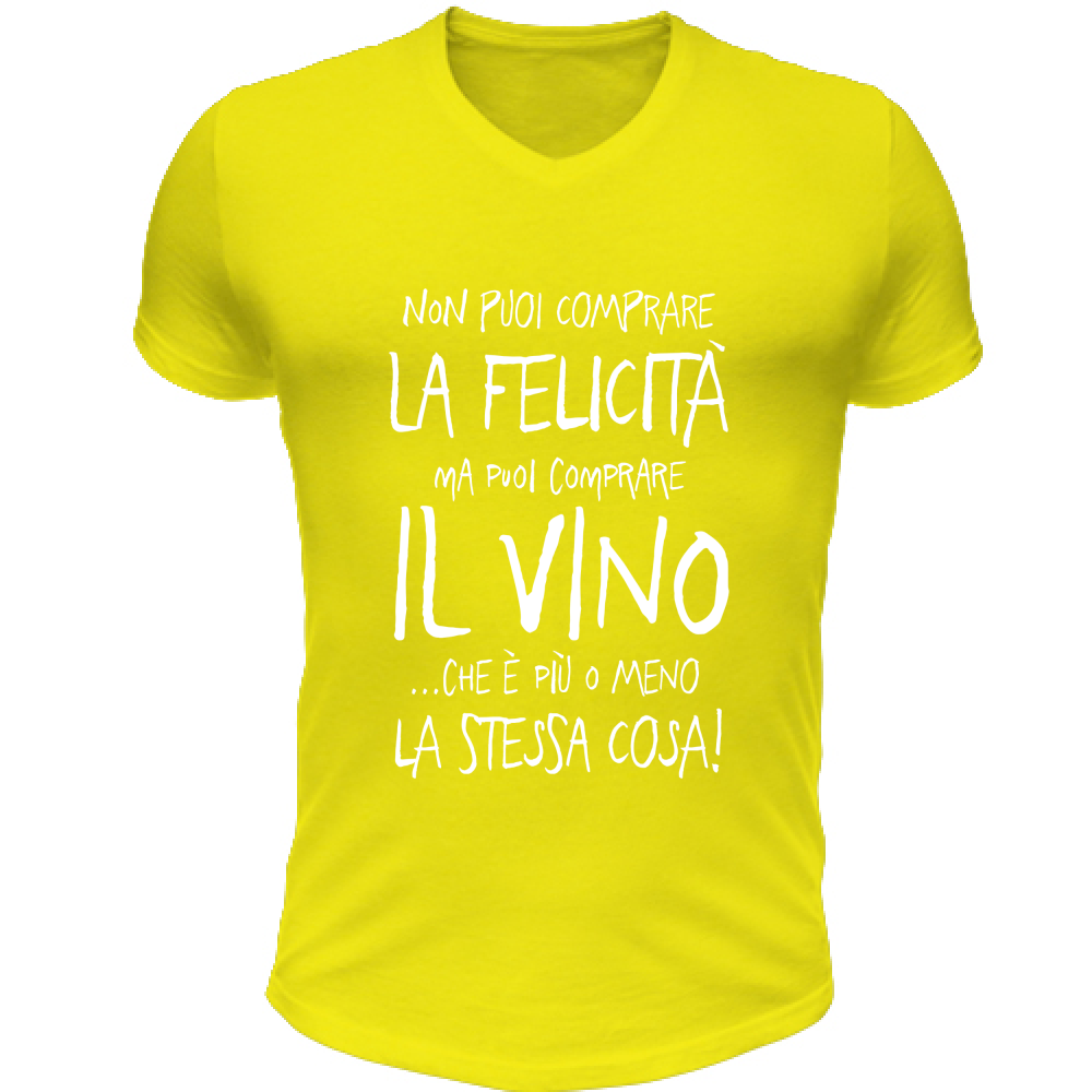 T-Shirt Unisex Scollo V Puoi comprare il Vino - Scritte Divertenti