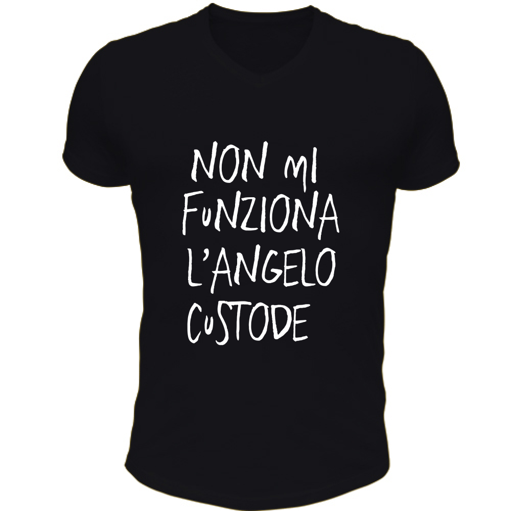 T-Shirt Unisex Scollo V Angelo custode - Scritte Divertenti