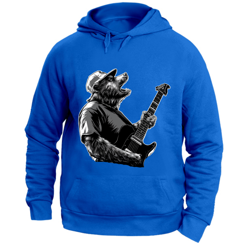 Felpa Unisex con Cappuccio Orso Rock