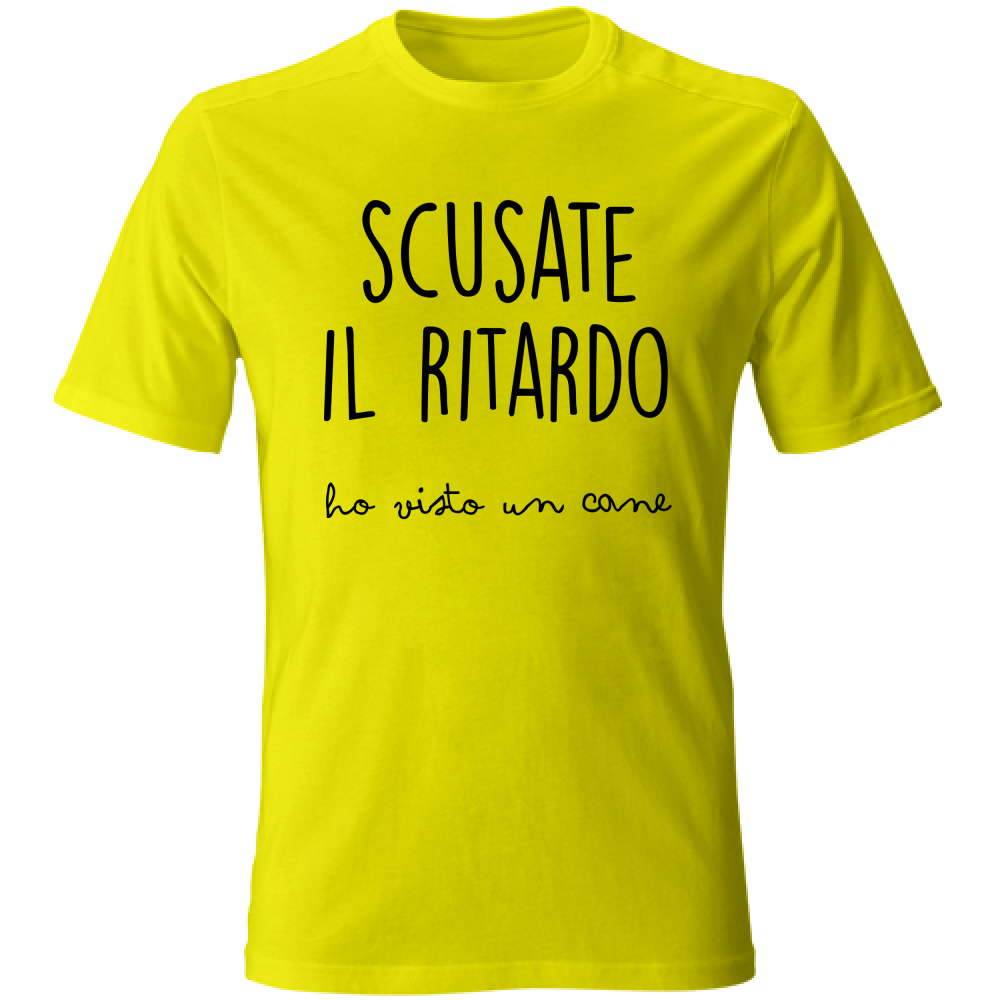 T-Shirt Unisex Ritardo Cane - Scritte Divertenti - Chiara