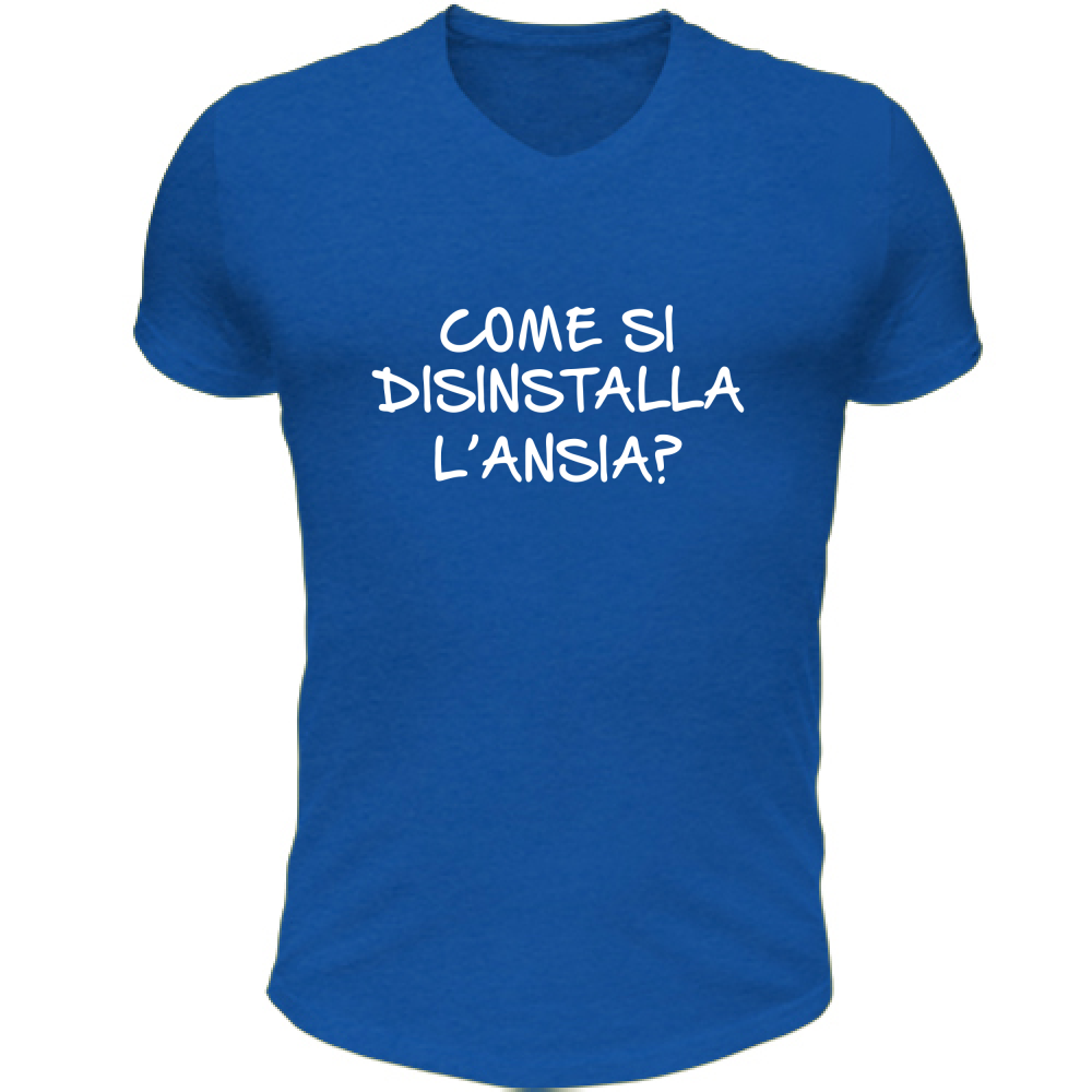 T-Shirt Unisex Scollo V Come si disinstalla - Scritte Divertenti