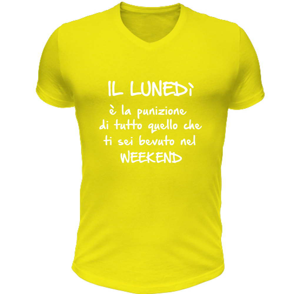 T-Shirt Unisex Scollo V Il lunedì - Scritte Divertenti