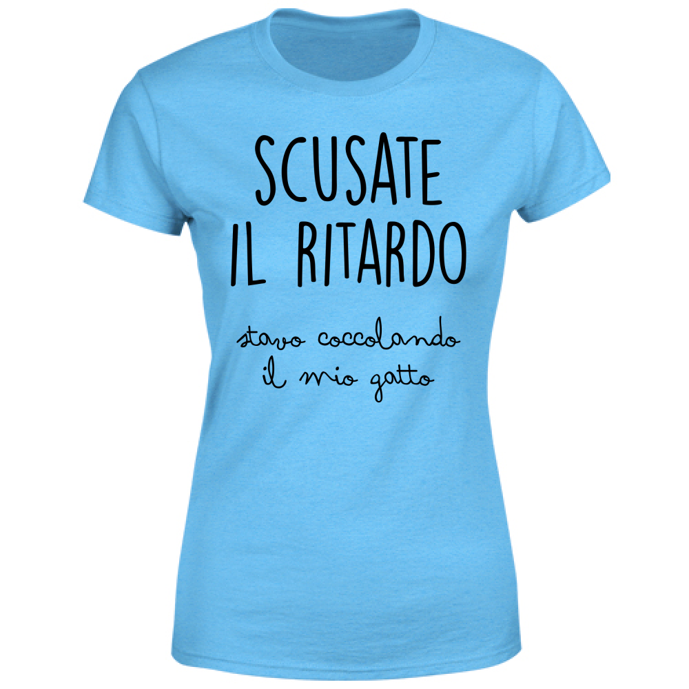 T-Shirt Donna Ritardo Gatto- Scritte Divertenti - Chiara