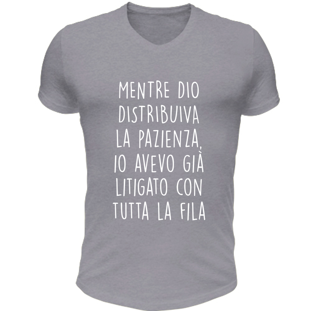 T-Shirt Unisex Scollo V La pazienza - Scritte Divertenti