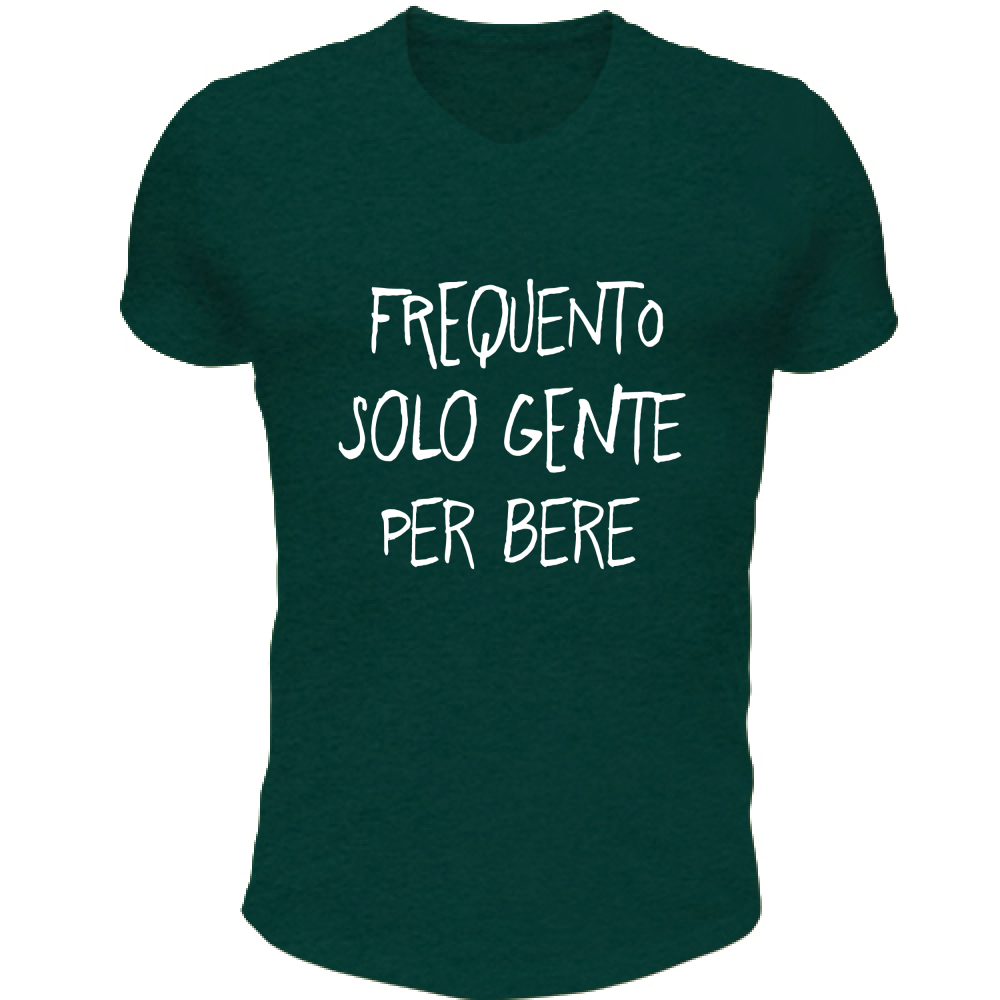 T-Shirt Unisex Scollo V Frequento solo gente... - Scritte Divertenti