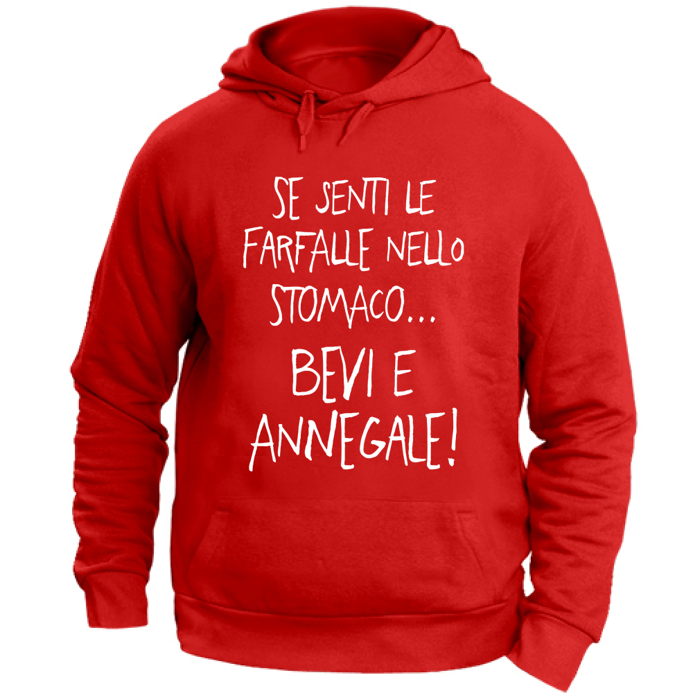 Felpa Unisex con Cappuccio Farfalle nello stomaco - Scritte Divertenti