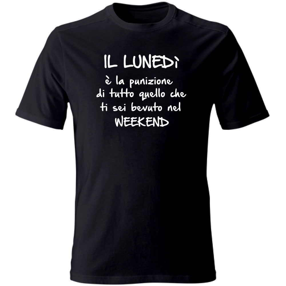 T-Shirt Unisex Large Il lunedì - Scritte Divertenti