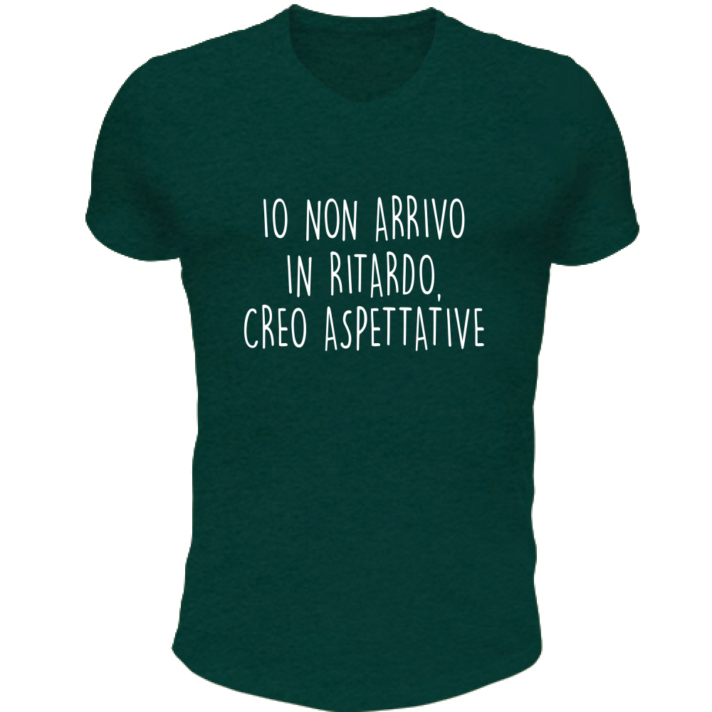 T-Shirt Unisex Scollo V Aspettative - Scritte Divertenti