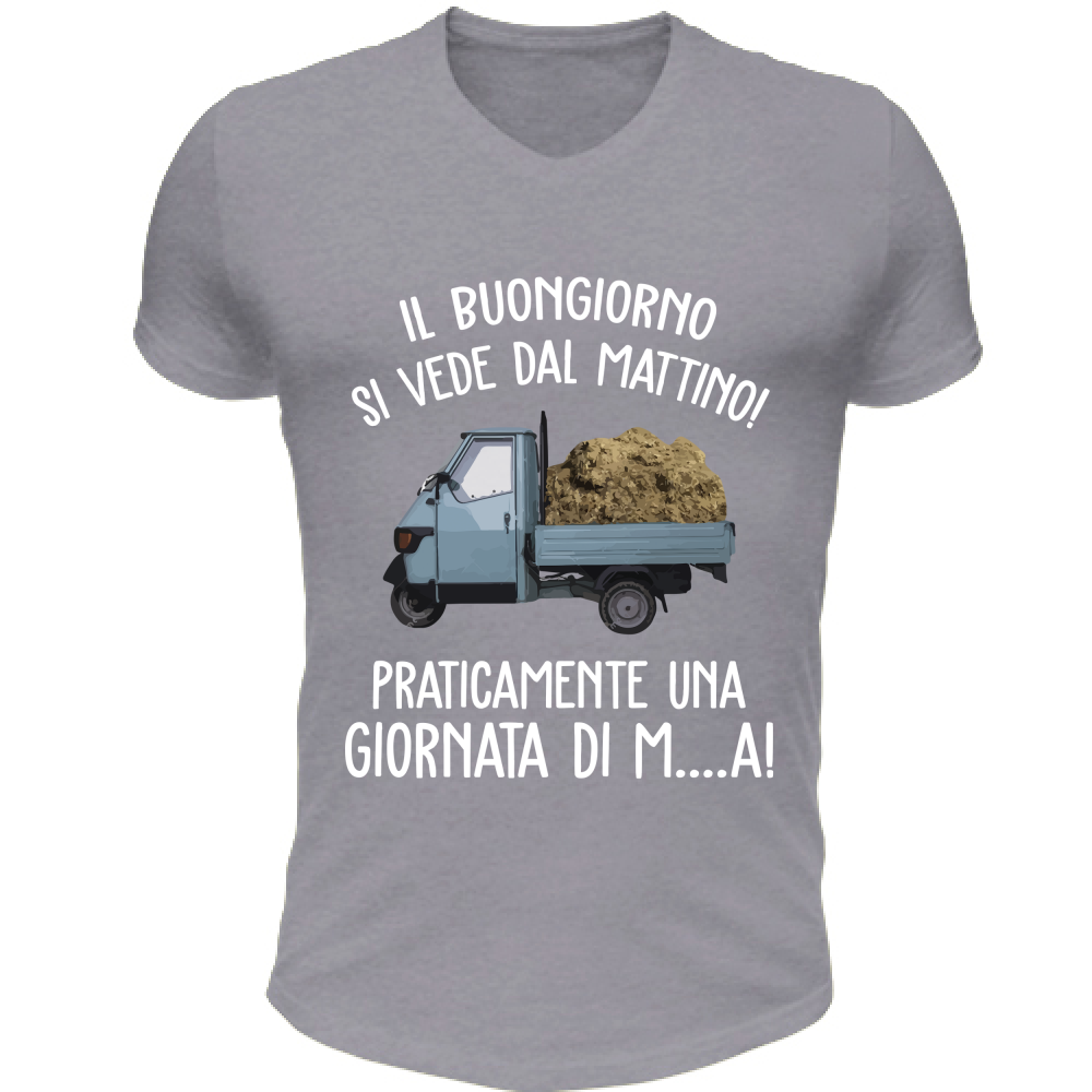 T-Shirt Unisex Scollo V Buongiorno si vede dal mattino