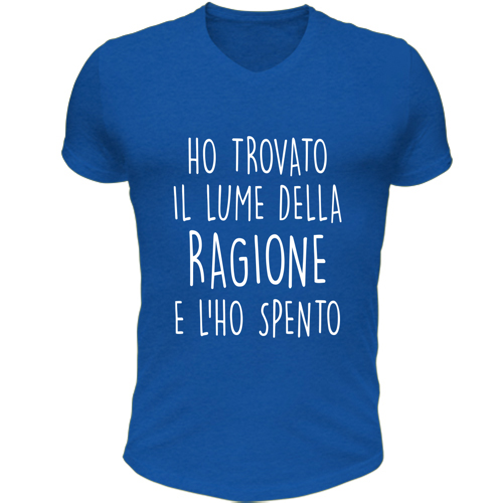 T-Shirt Unisex Scollo V Lume della ragione - Scritte Divertenti