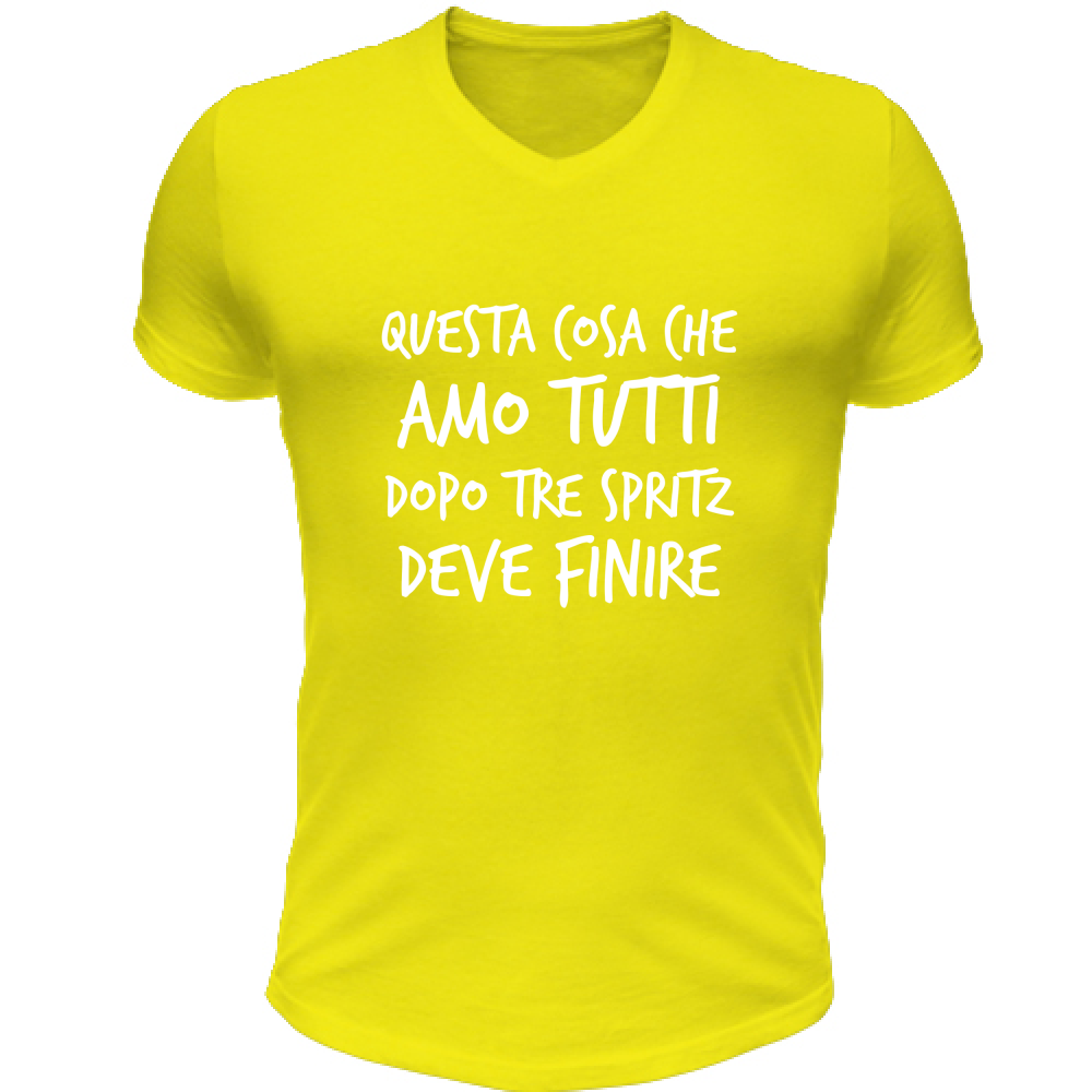 T-Shirt Unisex Scollo V Amo tutti - Scritte Divertenti