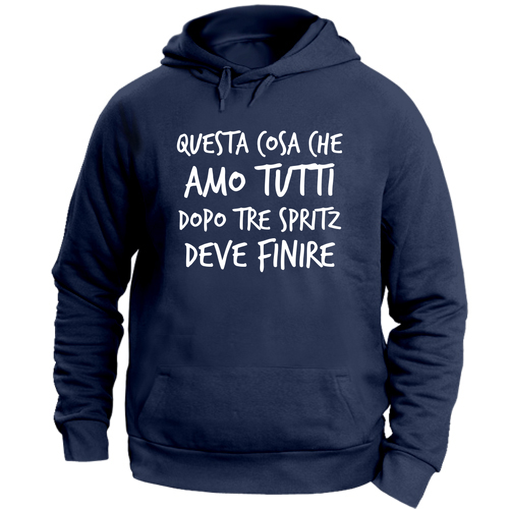 Felpa Unisex con Cappuccio Amo tutti - Scritte Divertenti