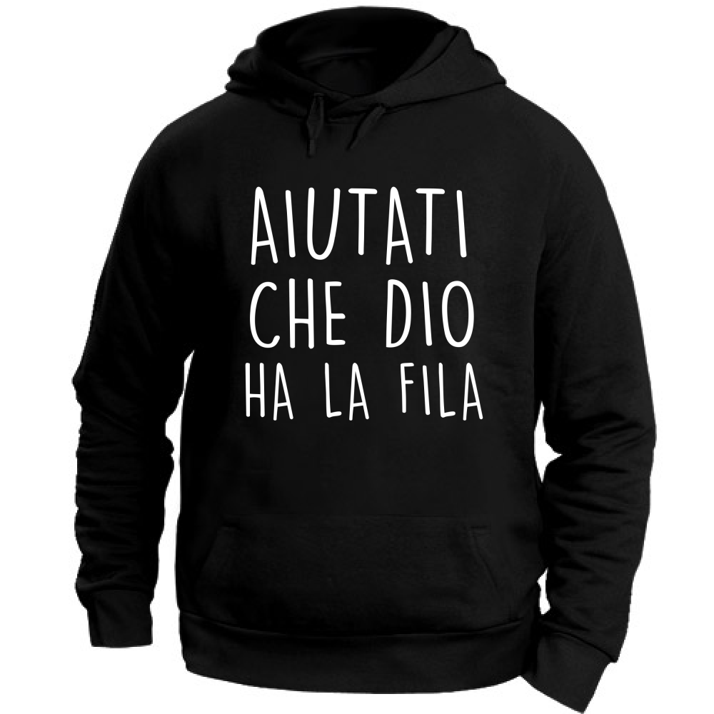 Felpa Unisex con Cappuccio Aiutati - Scritte Divertenti