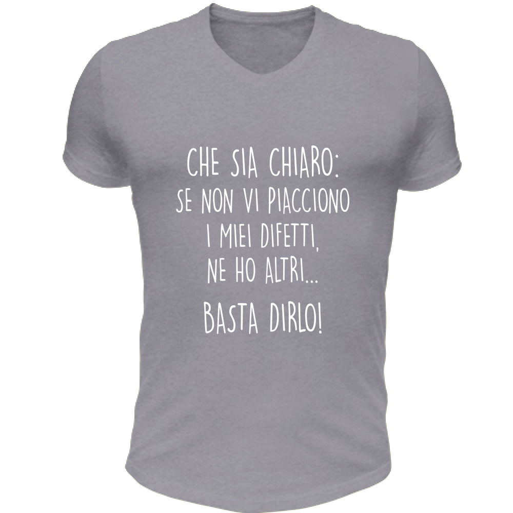 T-Shirt Unisex Scollo V Difetti - Scritte Divertenti