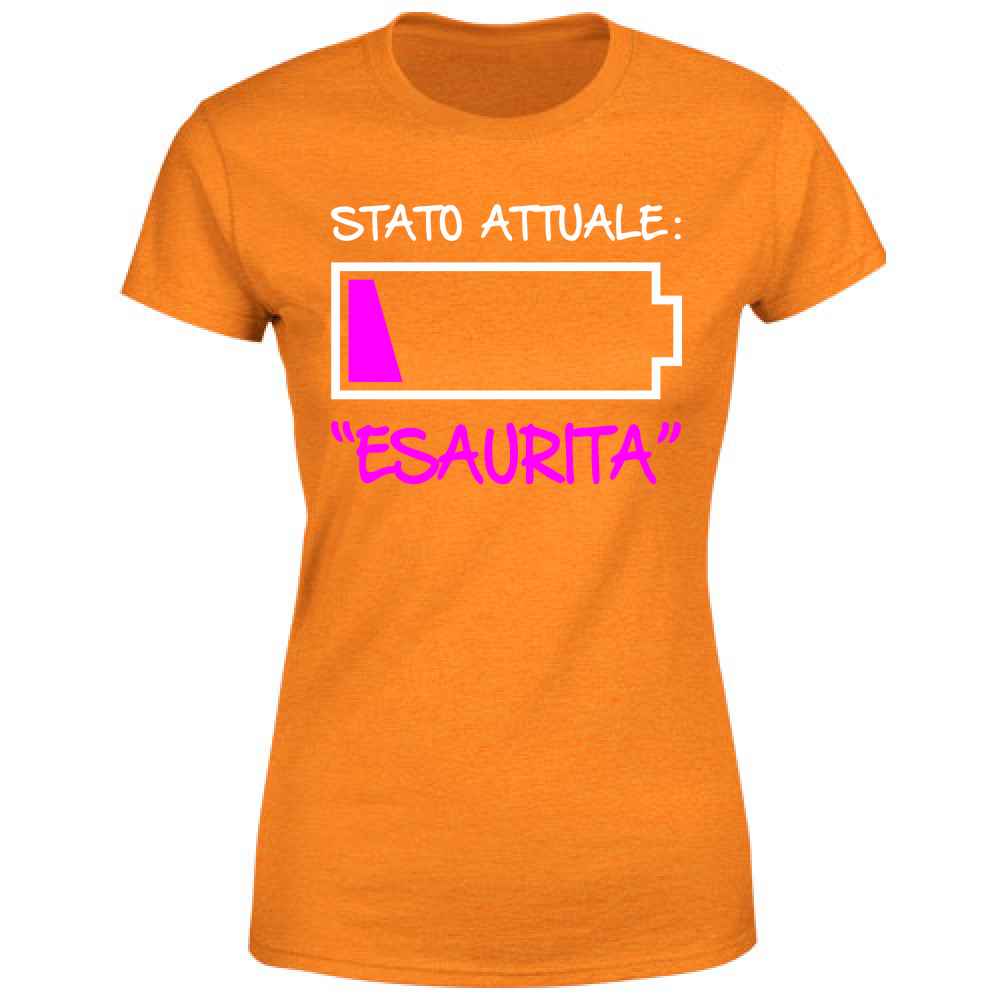 T Shirt Donna Stato attuale Esaurita Scritte Divertenti Lusback