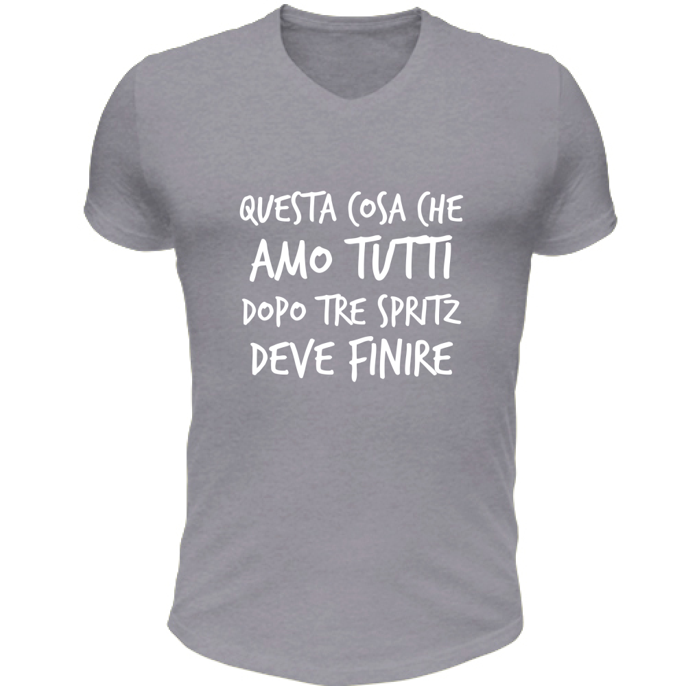 T-Shirt Unisex Scollo V Amo tutti - Scritte Divertenti