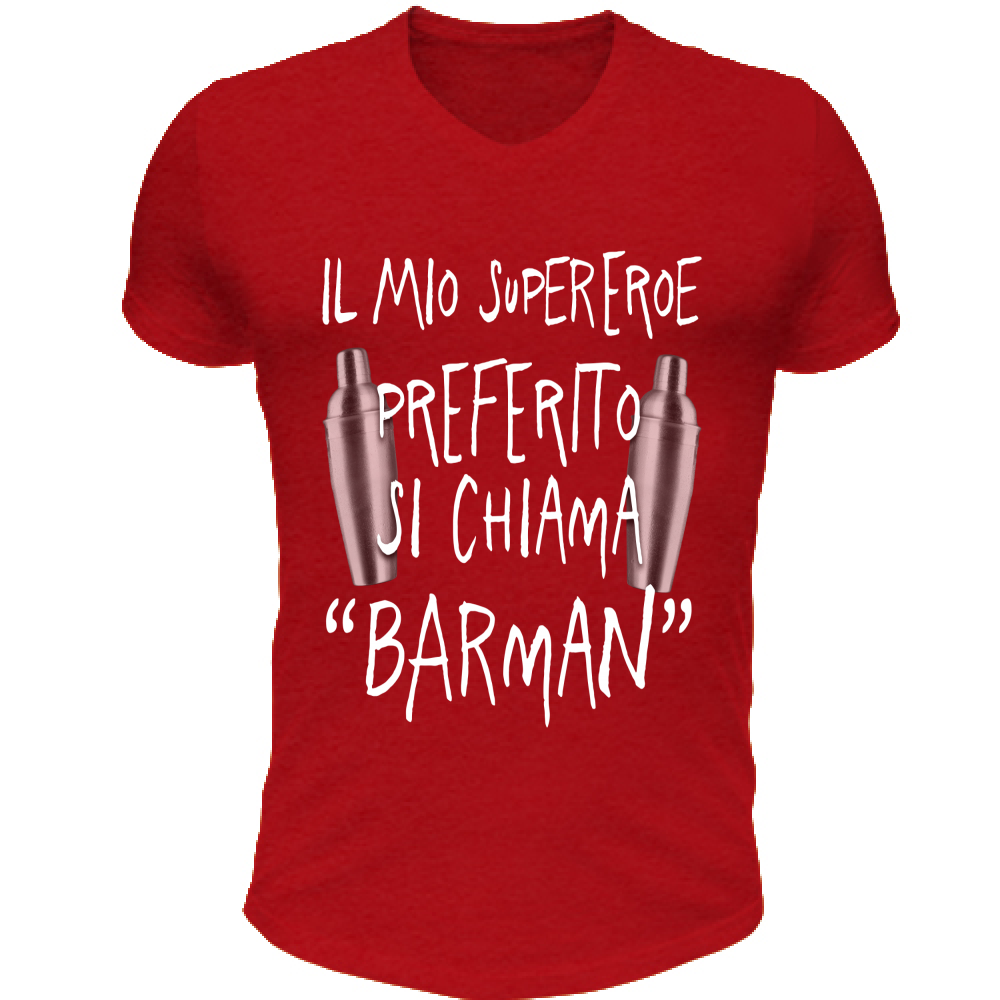 T-Shirt Unisex Scollo V Supereroe preferito - Scritte Divertenti