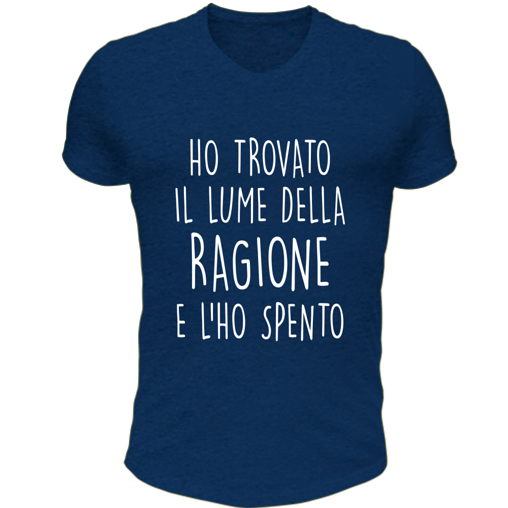 T-Shirt Unisex Scollo V Lume della ragione - Scritte Divertenti