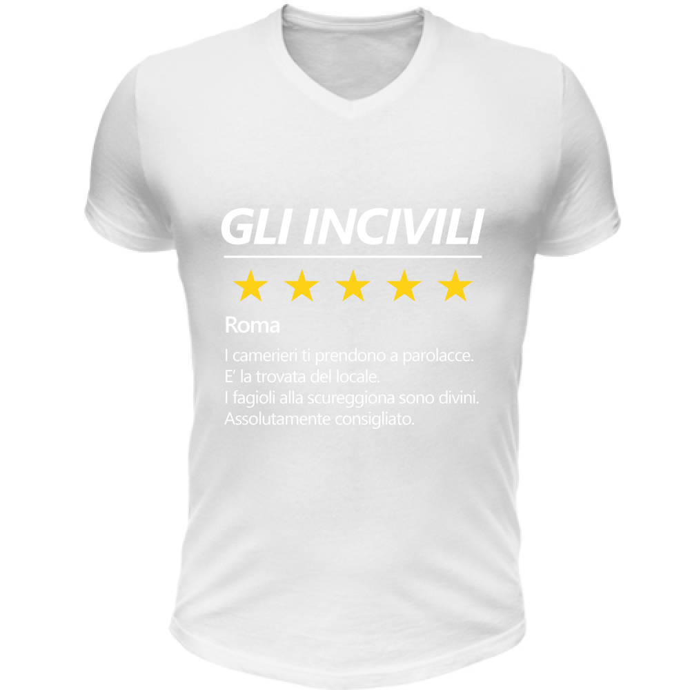 T-Shirt Unisex Scollo V Maglietta Gli Incivili