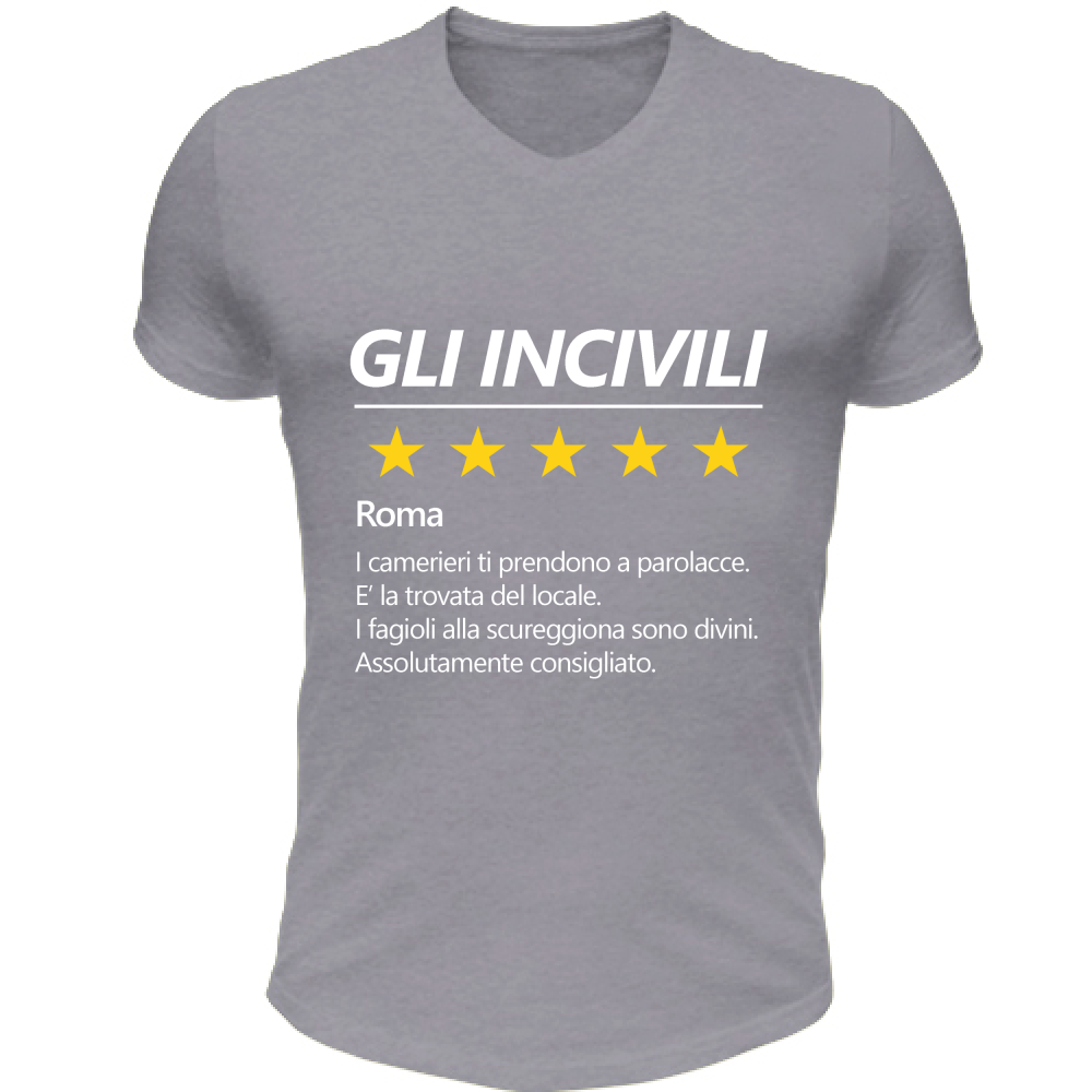 T-Shirt Unisex Scollo V Maglietta Gli Incivili