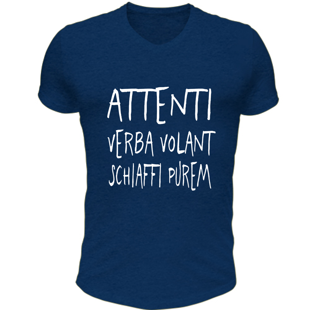 T-Shirt Unisex Scollo V Verba volant - Scritte Divertenti