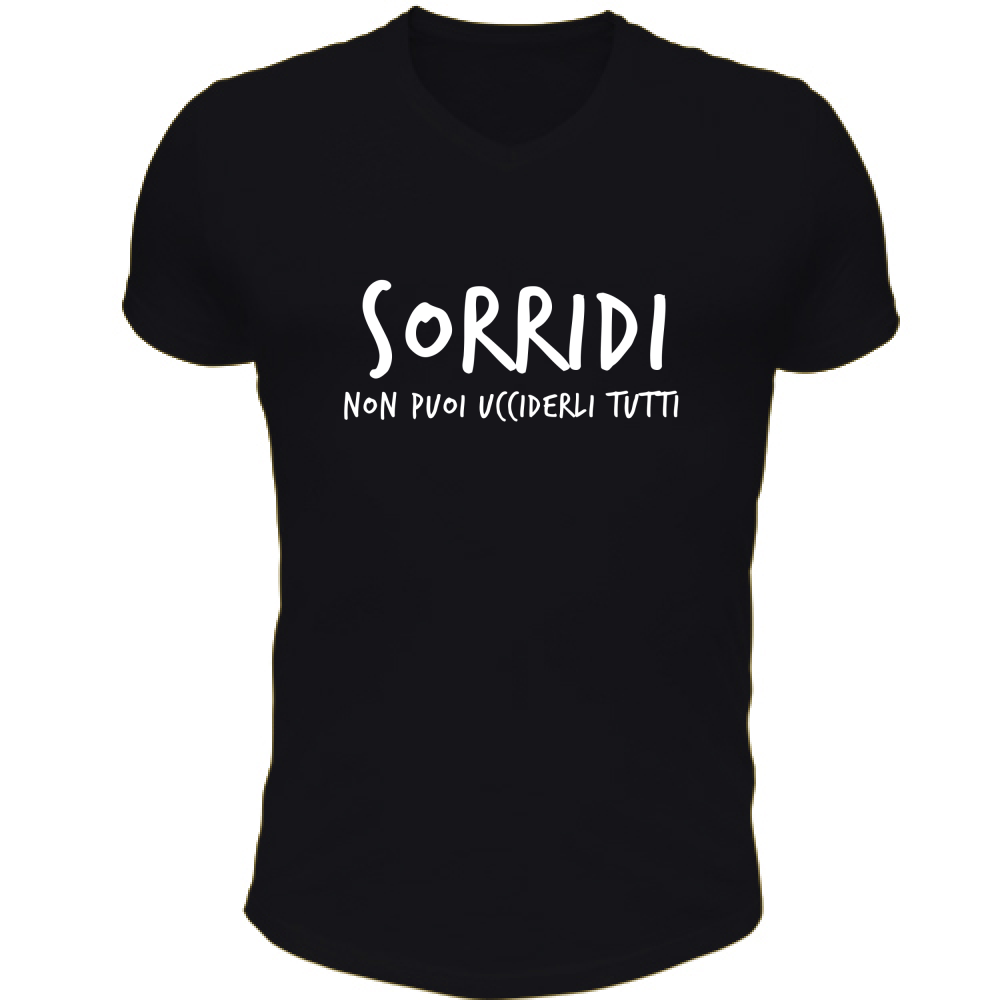 T-Shirt Unisex Scollo V Sorridi - Scritte Divertenti