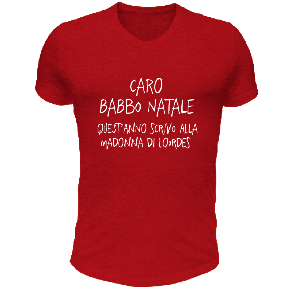 T-Shirt Unisex Scollo V Caro Babbo Natale - Scritte Divertenti