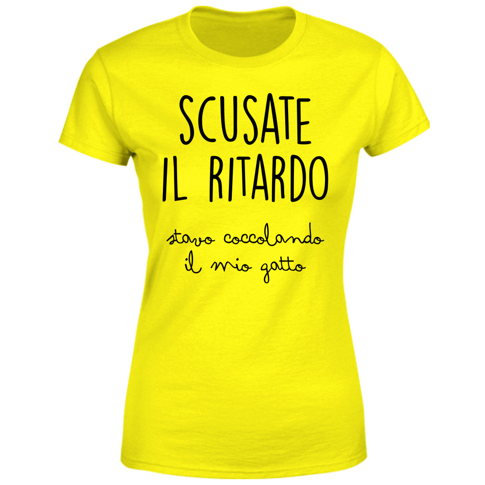 T-Shirt Donna Ritardo Gatto- Scritte Divertenti - Chiara