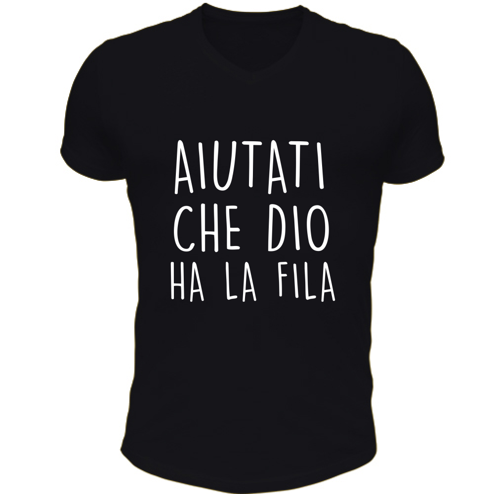 T-Shirt Unisex Scollo V Aiutati - Scritte Divertenti