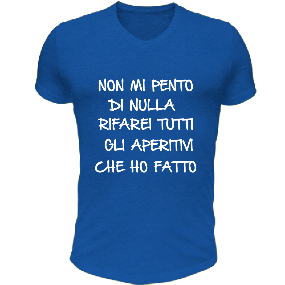 T-Shirt Unisex Scollo V Non mi pento - Scritte Divertenti