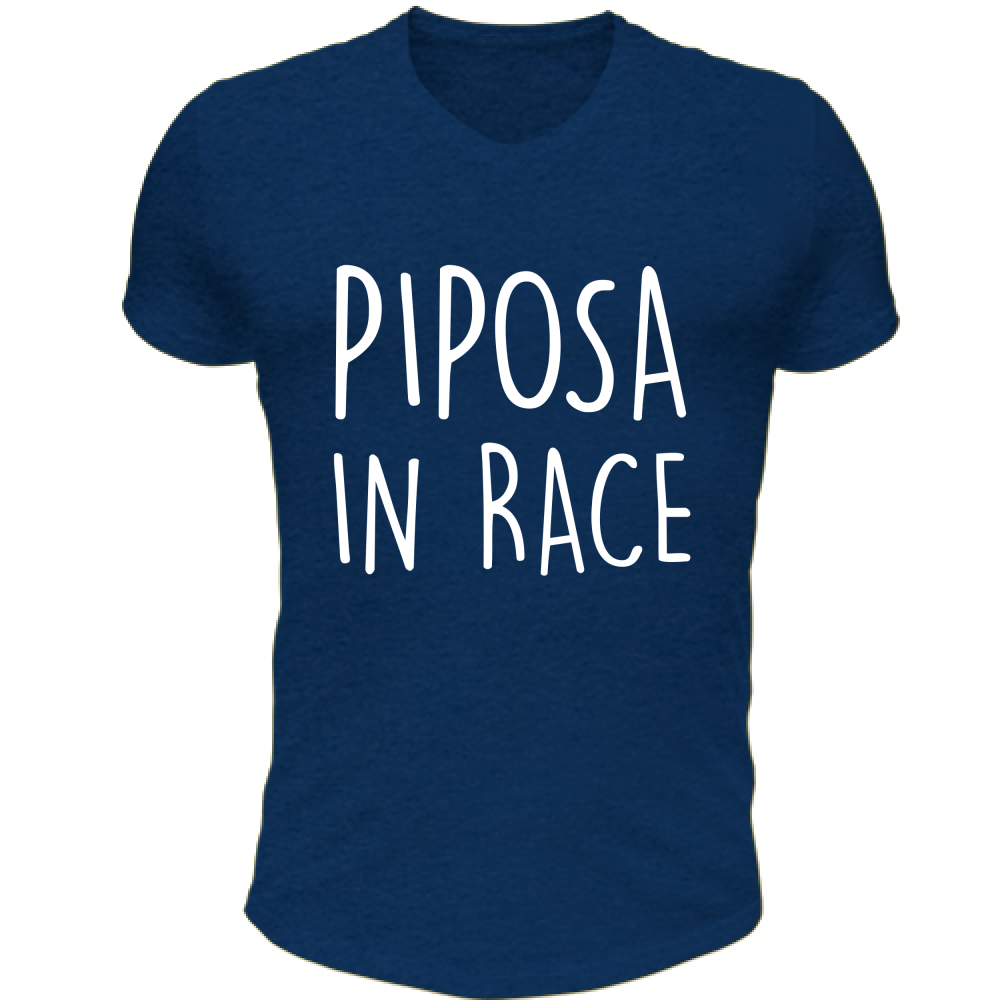 T-Shirt Unisex Scollo V Piposa in Race - Scritte Divertenti