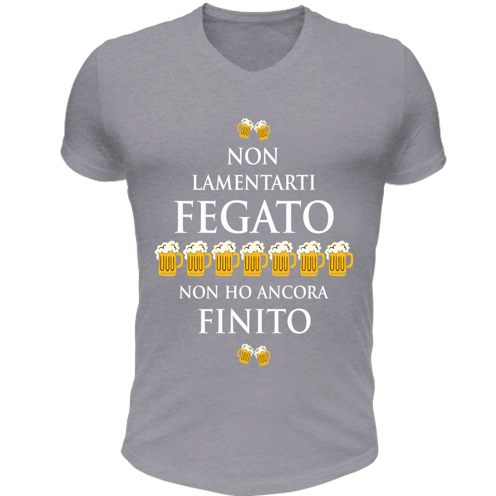 T-Shirt Unisex Scollo V Fegato - Scritte Divertenti