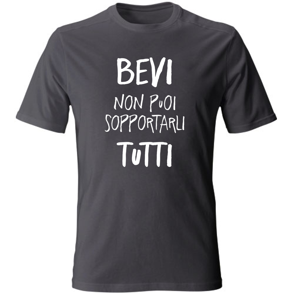 T-Shirt Unisex Large Sopportarli tutti - Scritte Divertenti