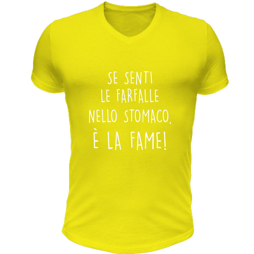 T-Shirt Unisex Scollo V La fame - Scritte Divertenti