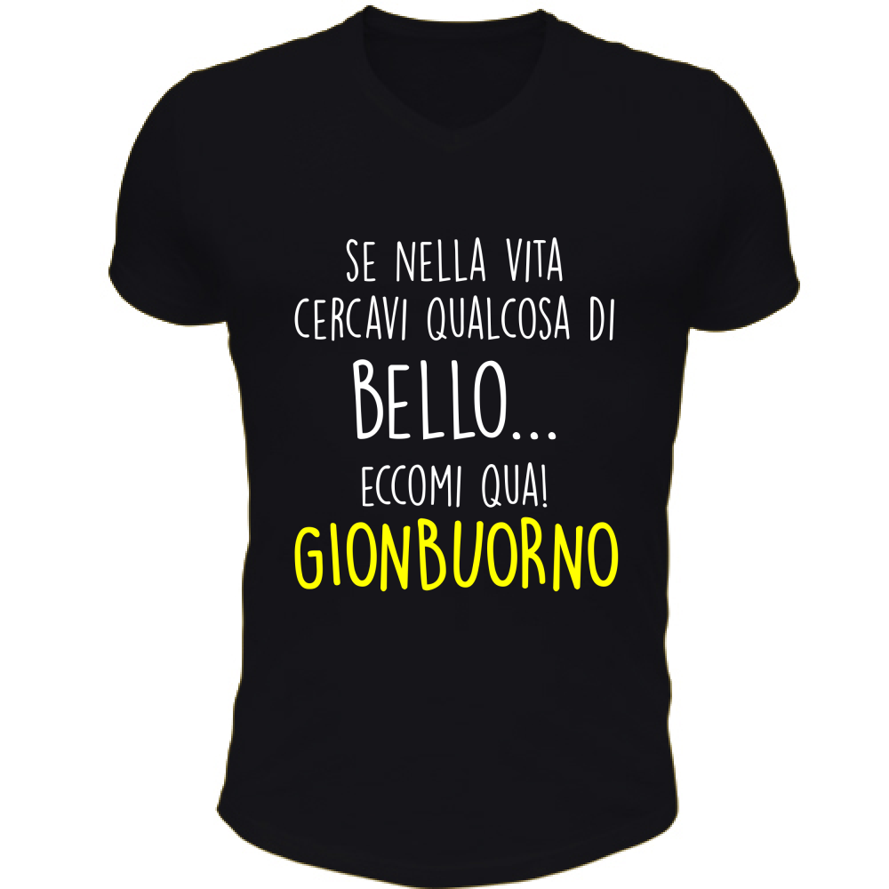 T-Shirt Unisex Scollo V Gionbuorno - Scritte Divertenti