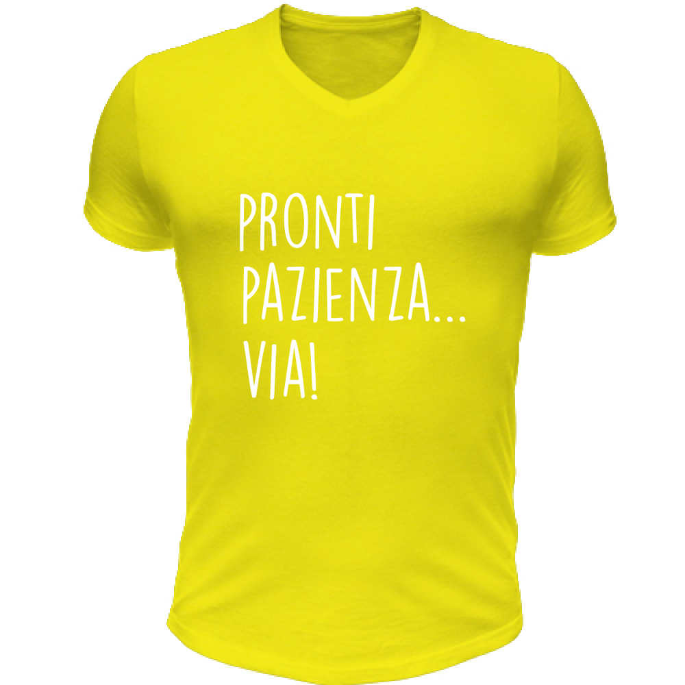 T-Shirt Unisex Scollo V Pazienza - Scritte Divertenti