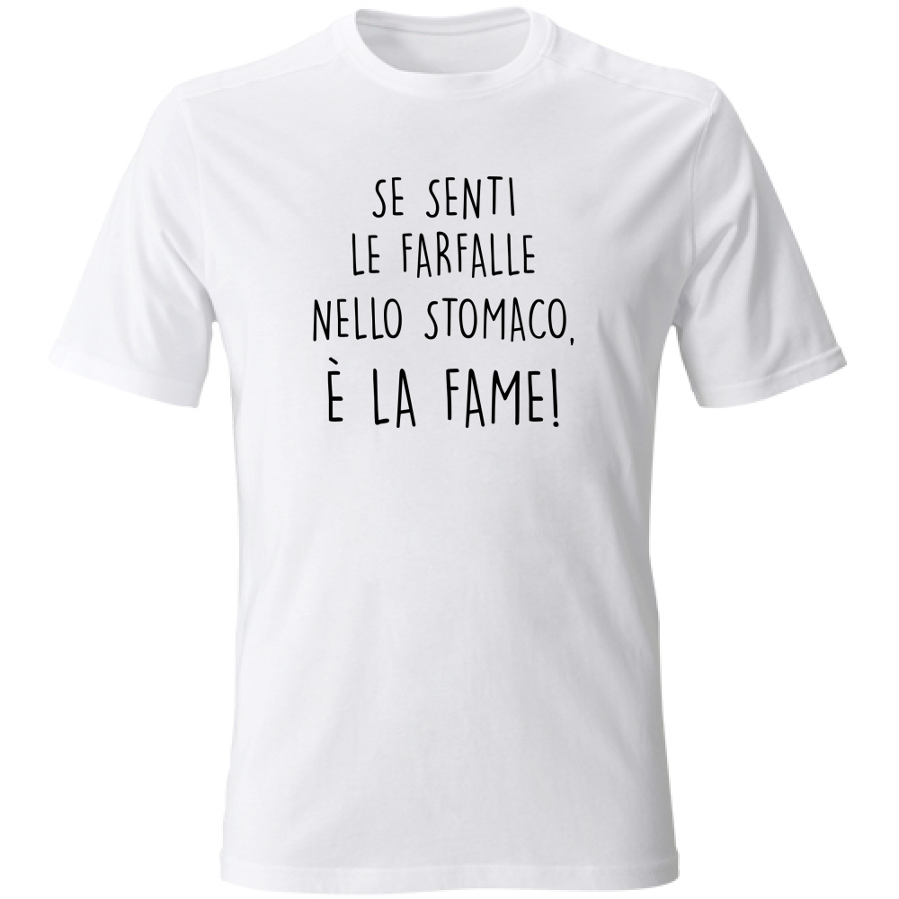 T-Shirt Unisex Large La fame - Scritte Divertenti - Chiara