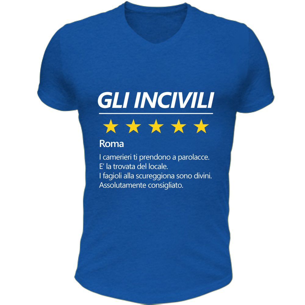 T-Shirt Unisex Scollo V Maglietta Gli Incivili