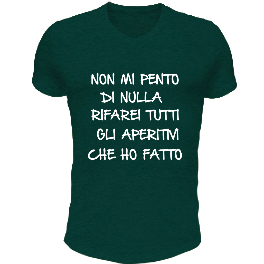 T-Shirt Unisex Scollo V Non mi pento - Scritte Divertenti