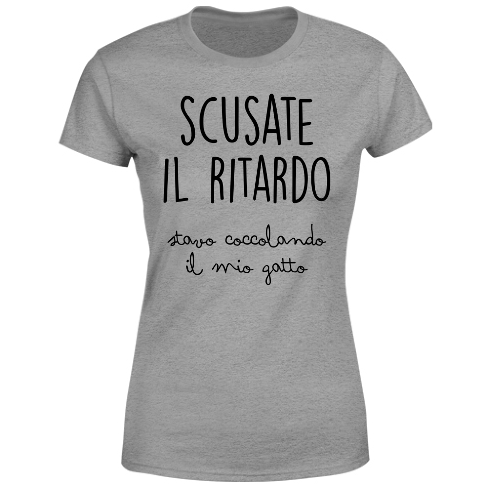 T-Shirt Donna Ritardo Gatto- Scritte Divertenti - Chiara