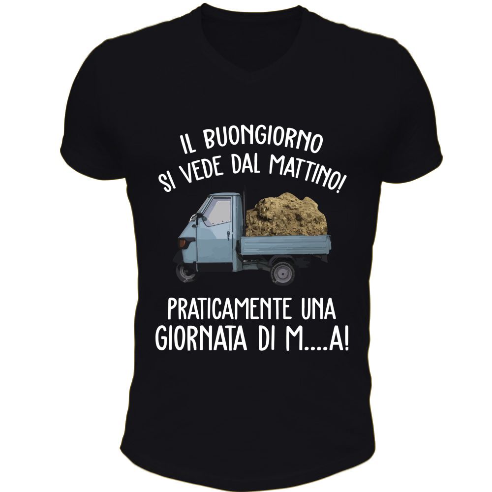 T-Shirt Unisex Scollo V Buongiorno si vede dal mattino