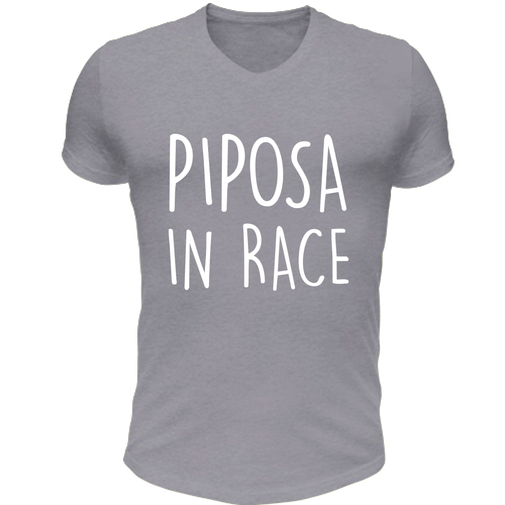 T-Shirt Unisex Scollo V Piposa in Race - Scritte Divertenti