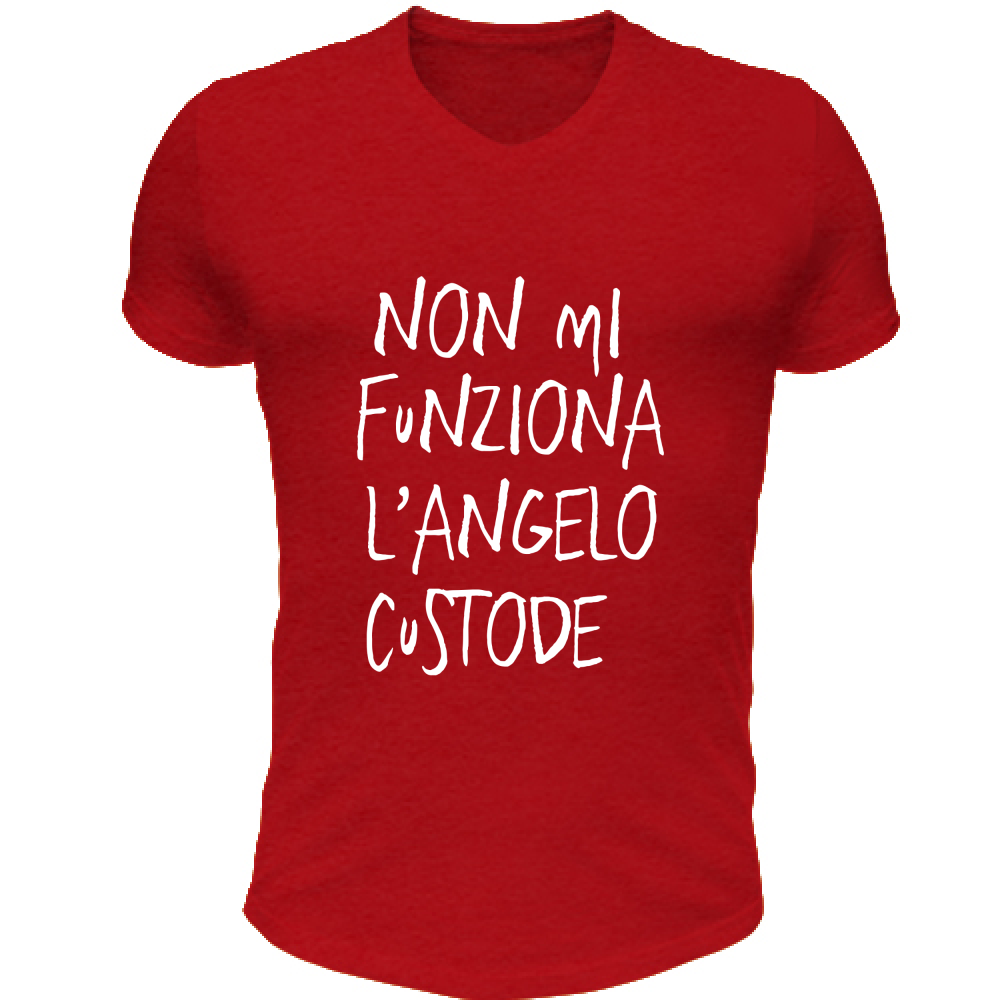 T-Shirt Unisex Scollo V Angelo custode - Scritte Divertenti