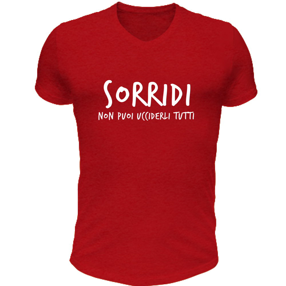 T-Shirt Unisex Scollo V Sorridi - Scritte Divertenti