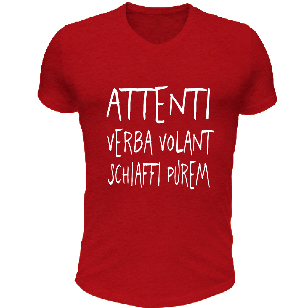 T-Shirt Unisex Scollo V Verba volant - Scritte Divertenti