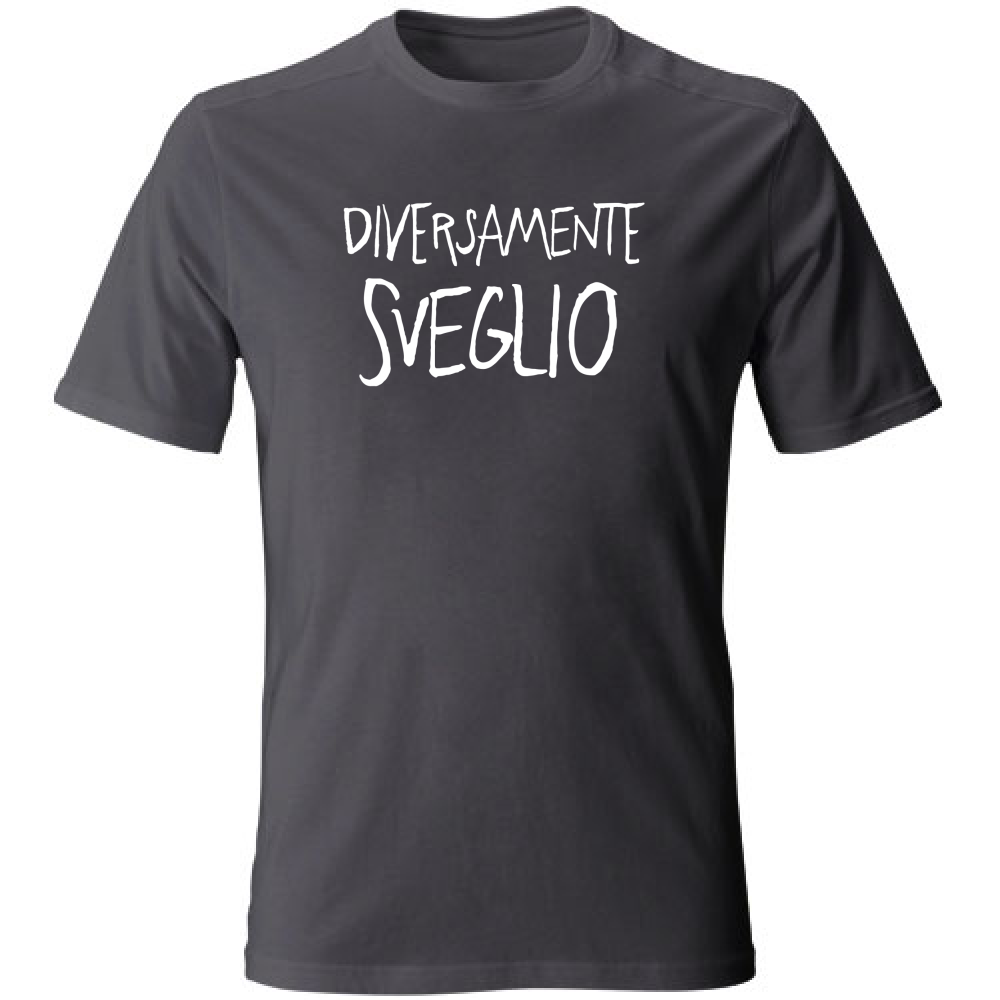 T-Shirt Unisex Large Diversamente sveglio - Scritte Divertenti