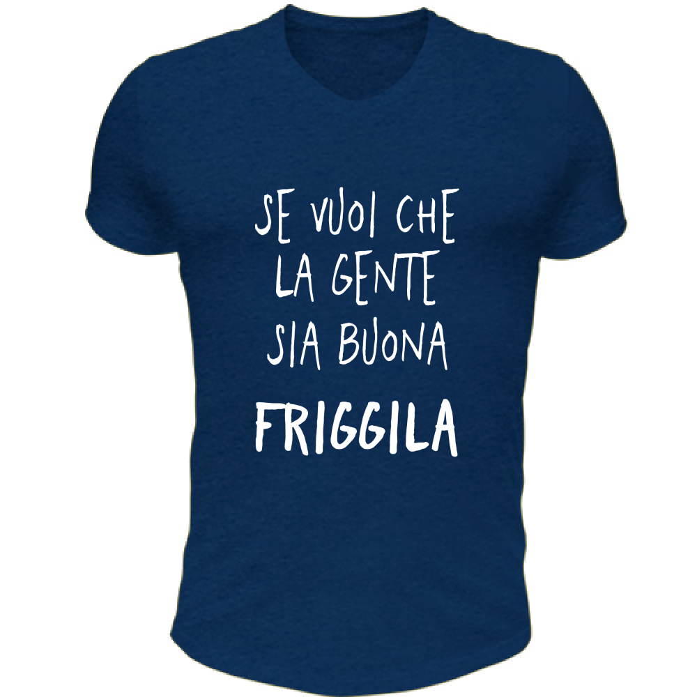 T-Shirt Unisex Scollo V Gente buona - Scritte Divertenti