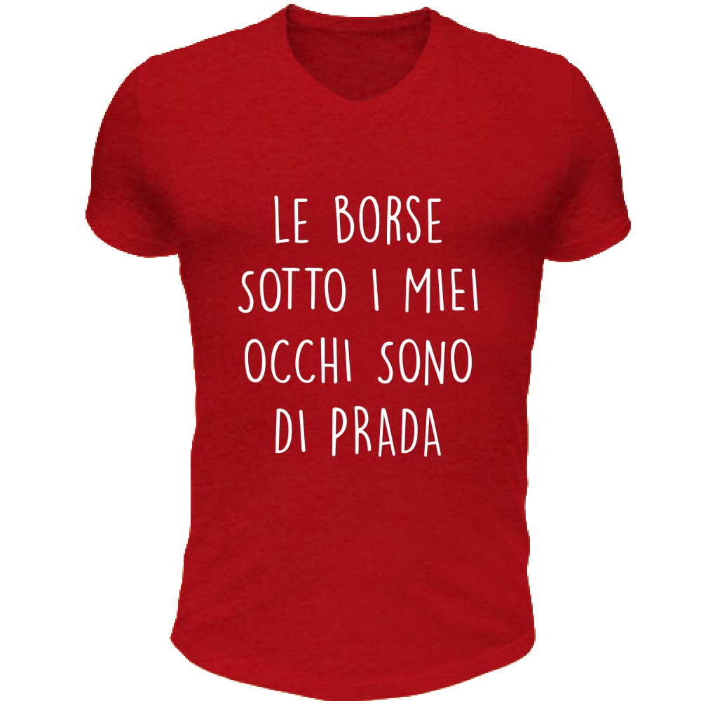 T-Shirt Unisex Scollo V Borse - Scritte Divertenti