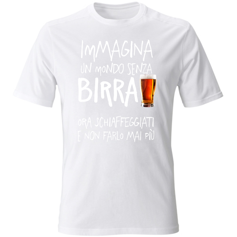 T-Shirt Unisex Large Mondo senza Birra - Scritte Divertenti