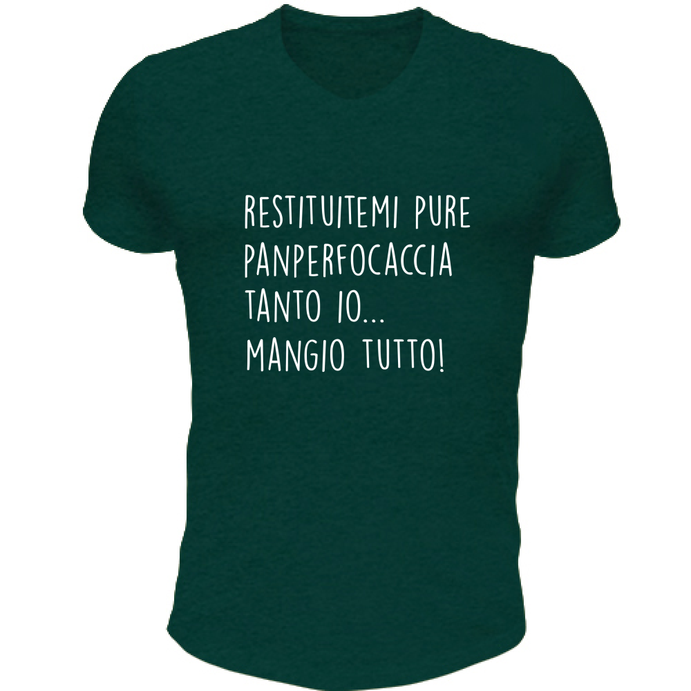 T-Shirt Unisex Scollo V Panperfocaccia - Scritte Divertenti